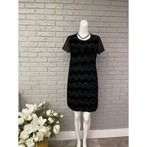 Potter’s Pot Black Faux Fur Shirt Dress Size M